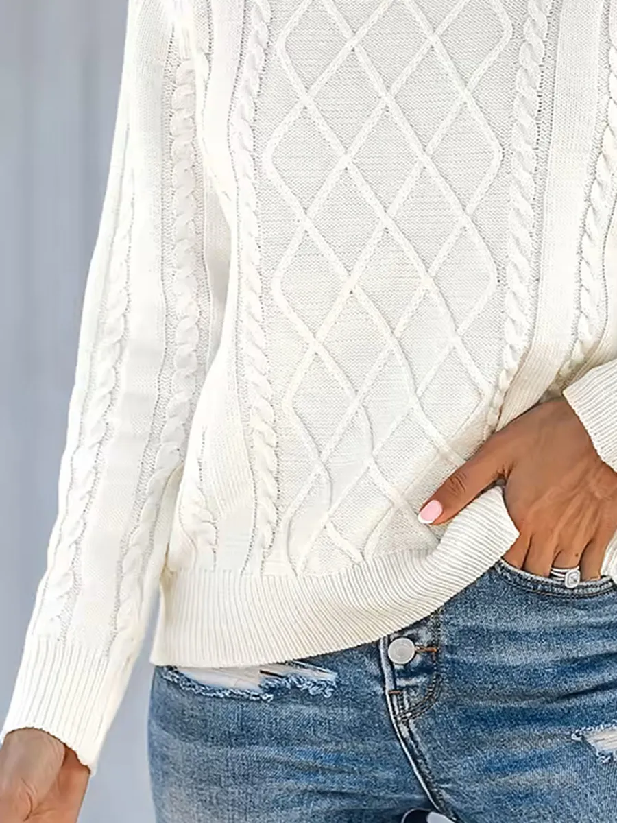 Women's cable knit button sweater