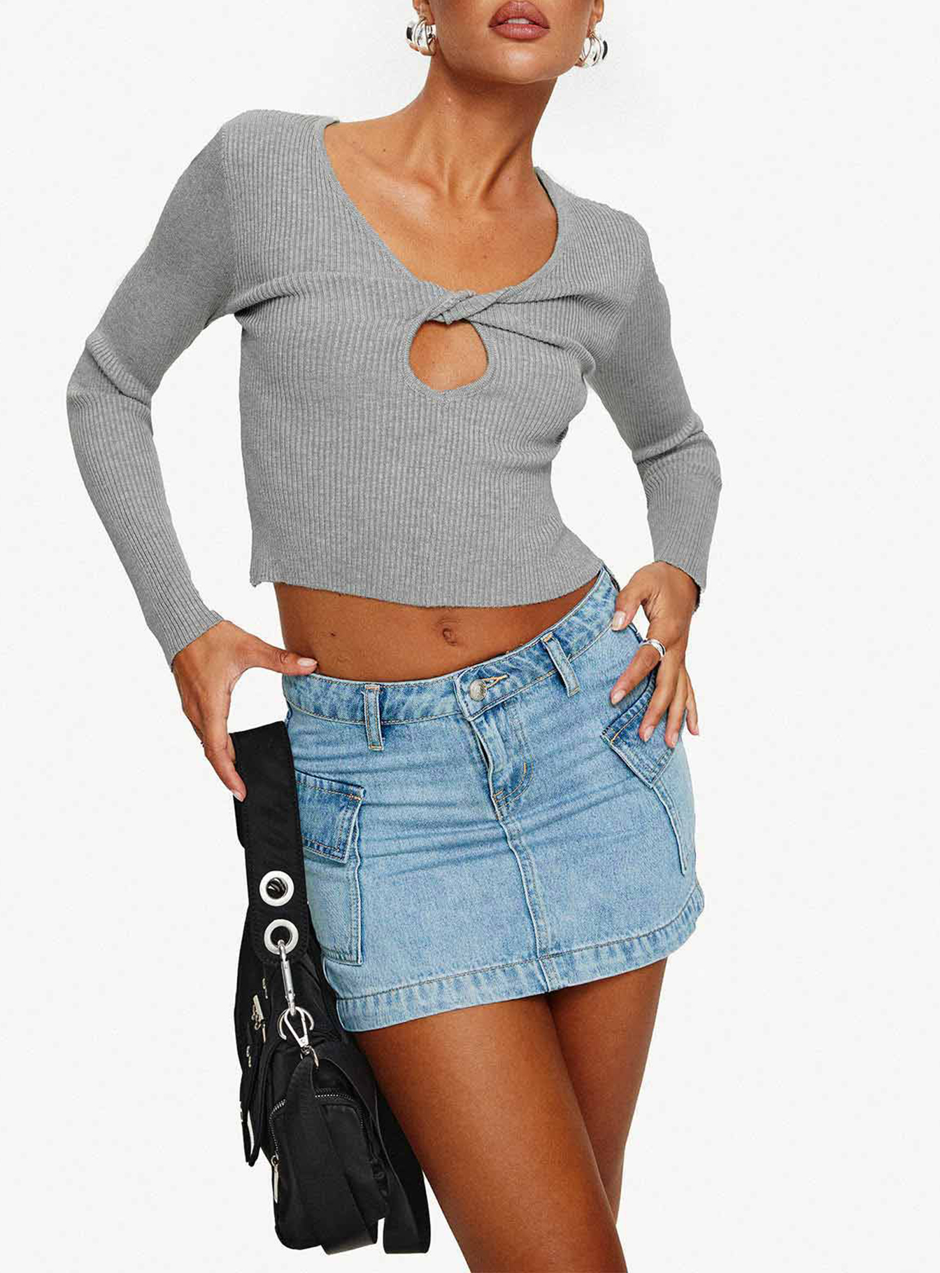 Zakai Cargo Denim Mini Skirt