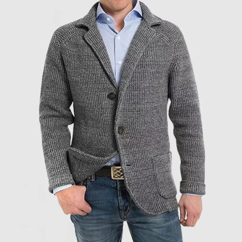 🔥Mid Year Sale 60% OFF🔥 - Men's Elegant Lapel Pocket Long Sleeve Knit Jacket