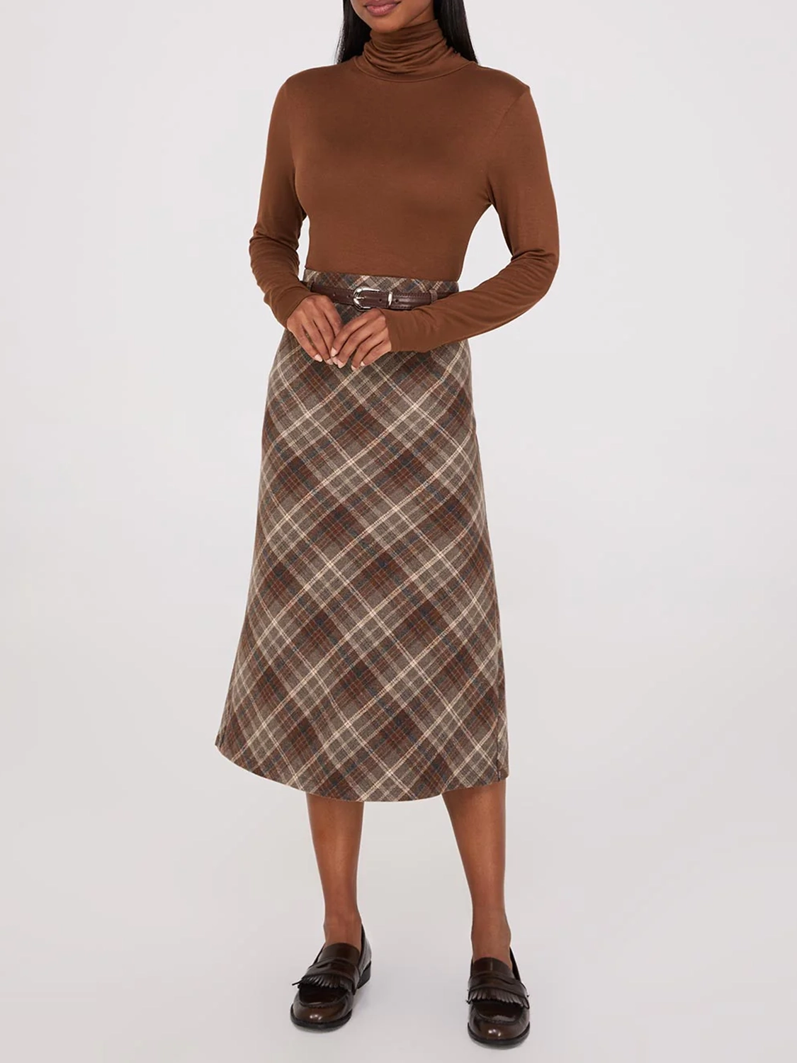 Plaid Belted Skirt