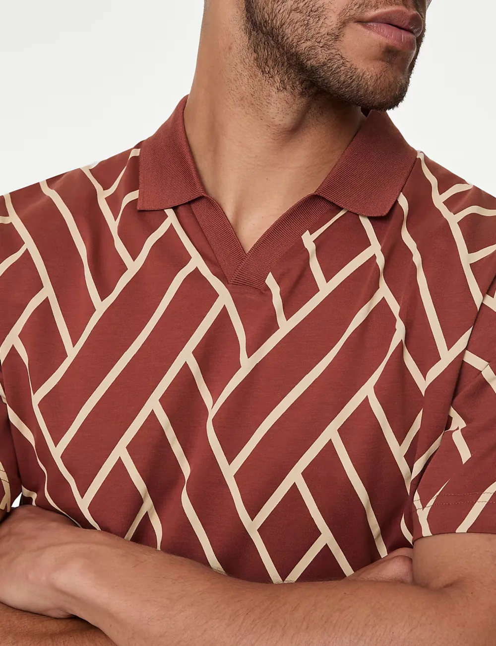 CottonGraphic Print Polo Shirt