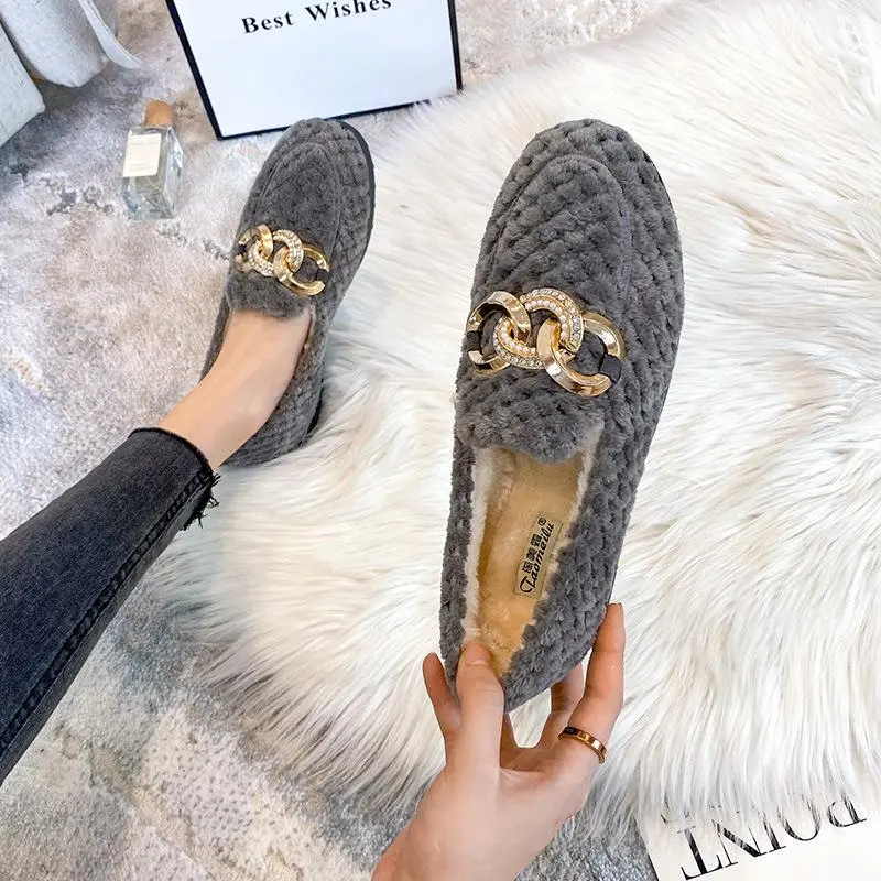 Cilool Furry Flats Loafers Fu61