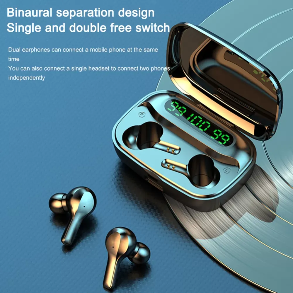 R3 TWS Blueooth Wireless In-ear Earbuds with Digital Display Charging Case Blueooth Waterproof Telephone Headset