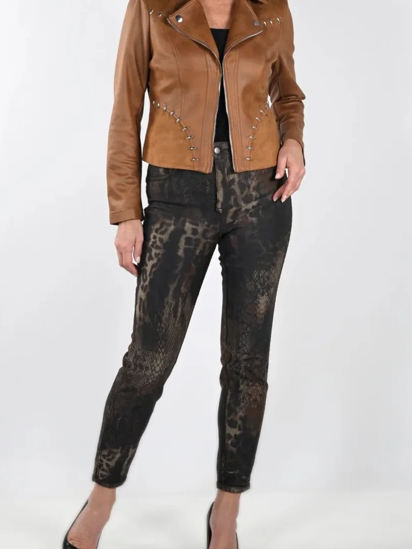 Pant Denim Print Brown