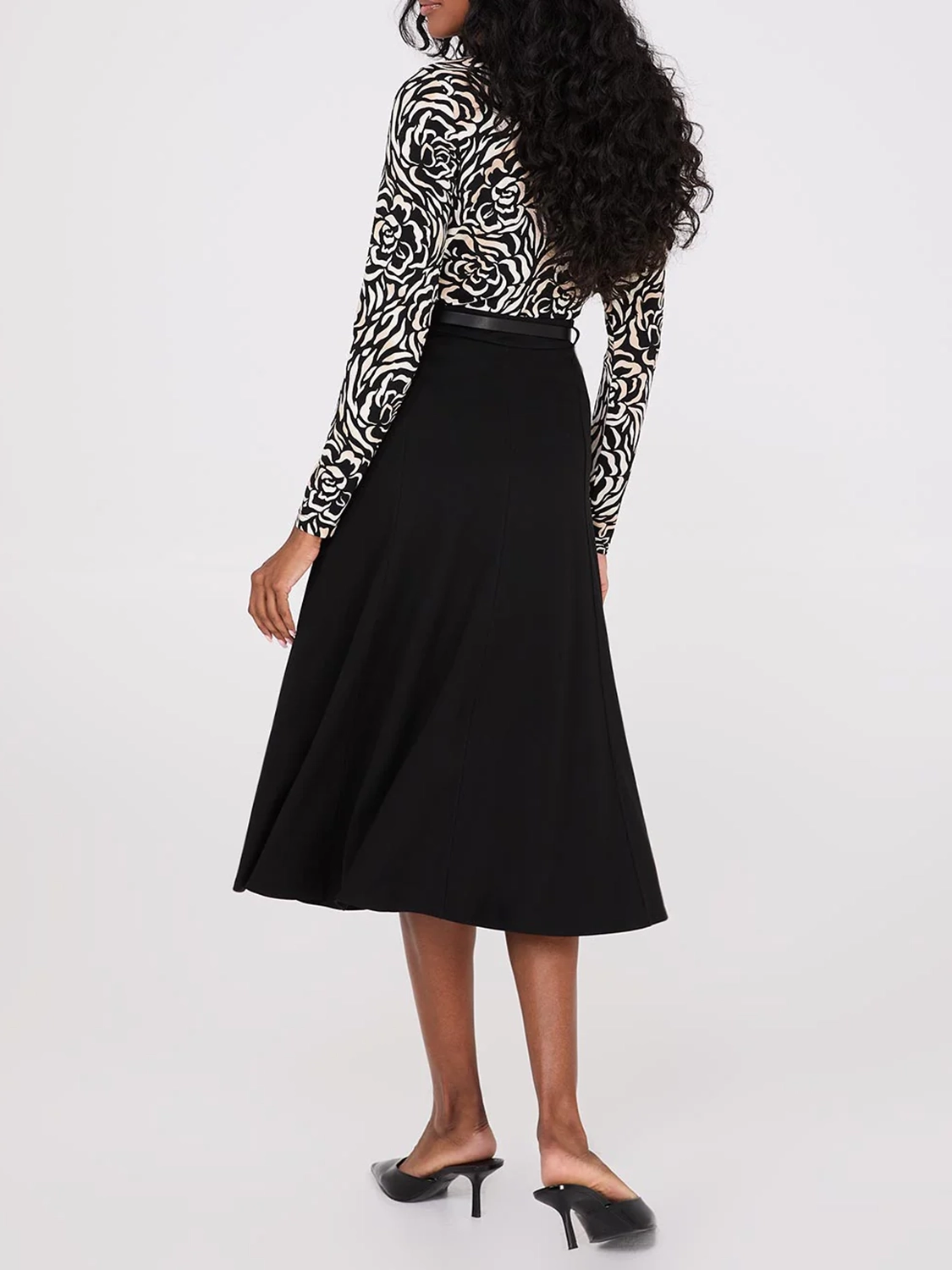 Belted Panel Midi Skirt