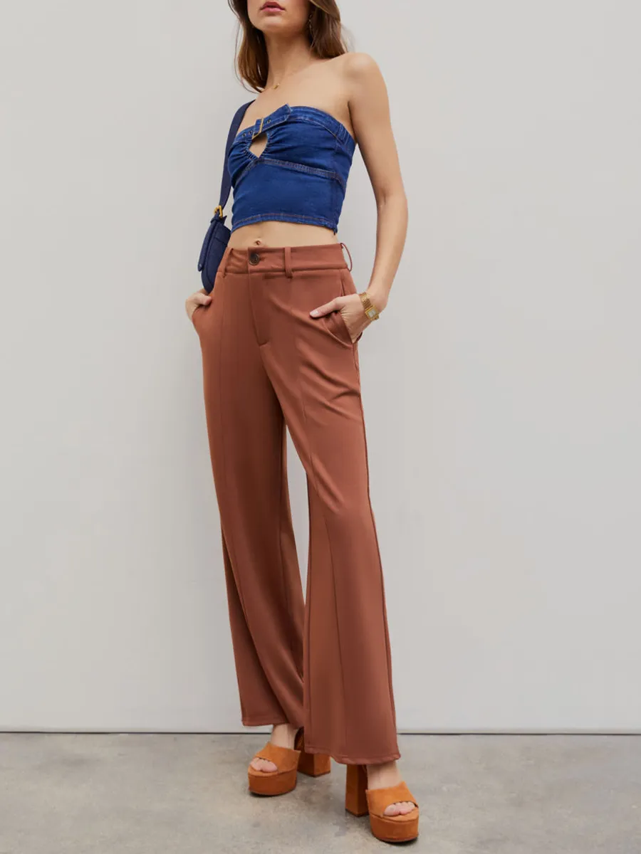 Solid Wide Leg Trousers