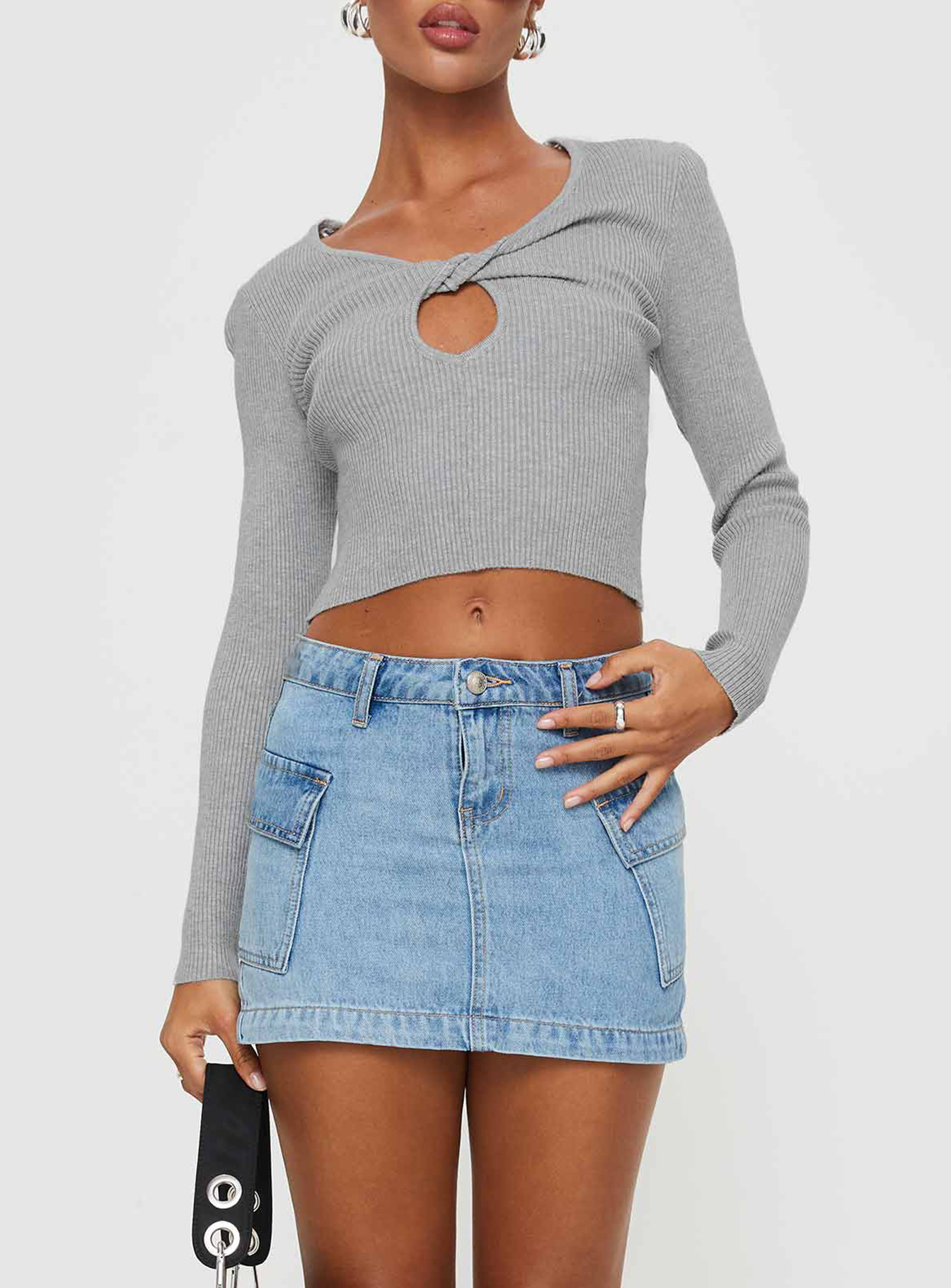 Zakai Cargo Denim Mini Skirt