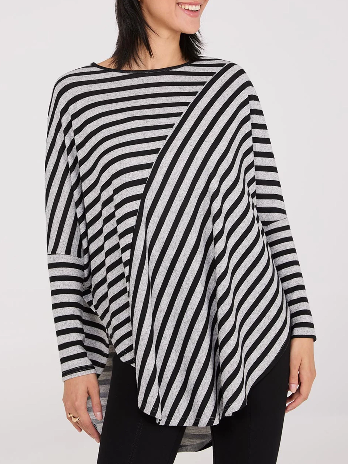 Striped Batwing High-Low Top