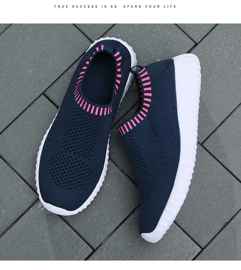 Sneakers running Shoes Woman black Sock Slip On Knitted Vulcanized Shoes