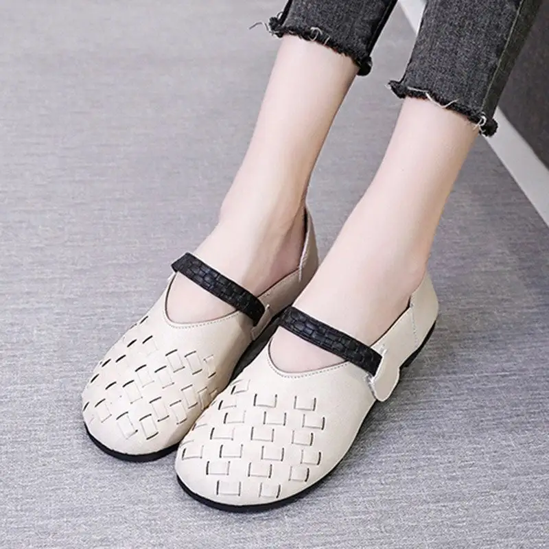 Women's Comfort sofe pu Slip On Loafer Marley Driver Loafers wide buckle flat Shoes Weave Mary Janes Shoes