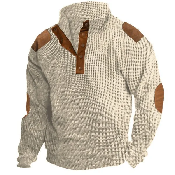 Men's Outdoor Raglan Sleeves Casual Waffle Fashion Sweatshirt