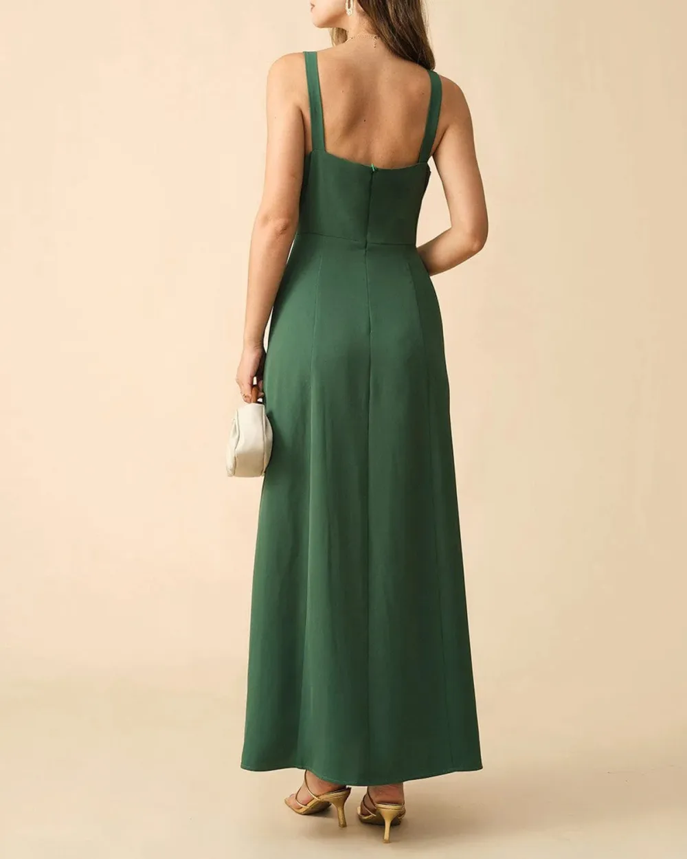 Army Green Sling Long Slit Dress