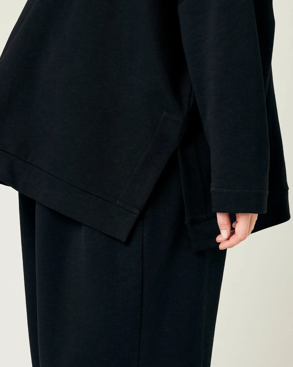 BLACK JERSEY TROUSERS