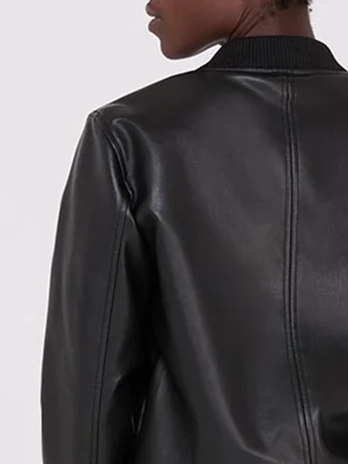 Faux Leather Bomber Jacket