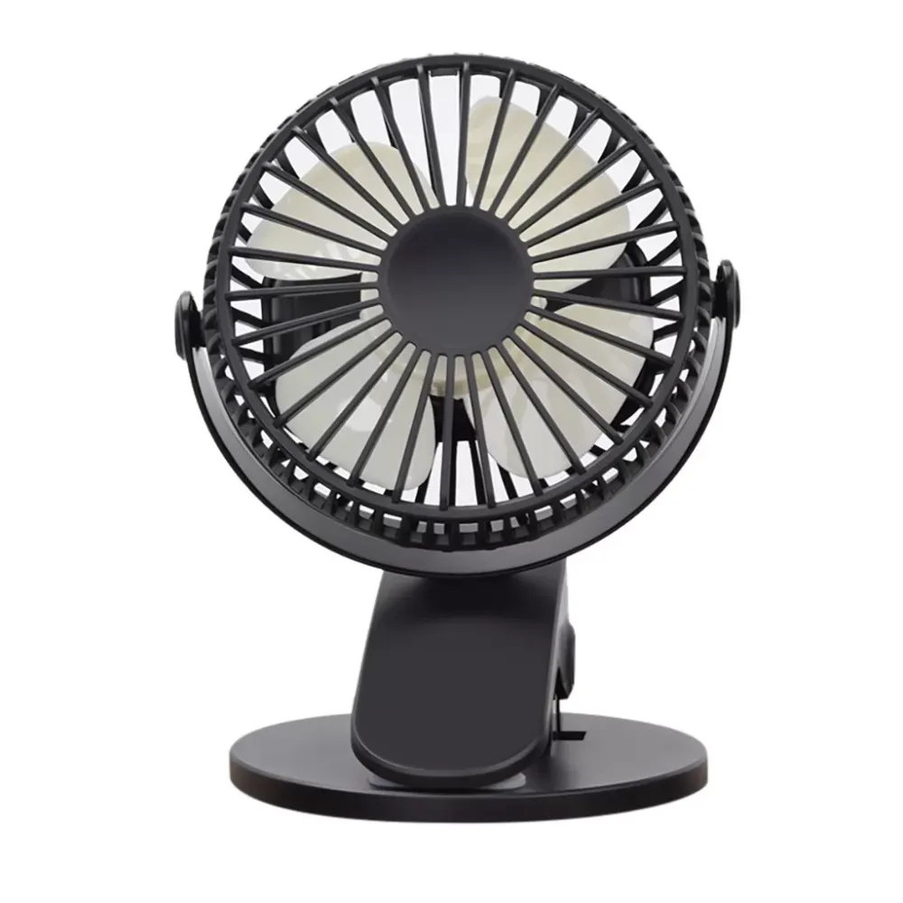 Low Noise Portable Desk Multi-function Mini Fan 360°Rotation Clip USB Fan, 2000mAh Rechargeable Battery