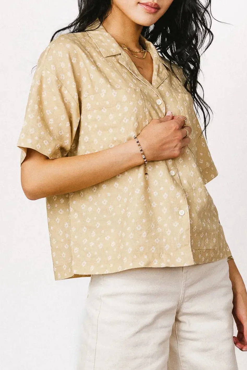 XIOMARA FLORAL BUTTON UP IN YELLOW