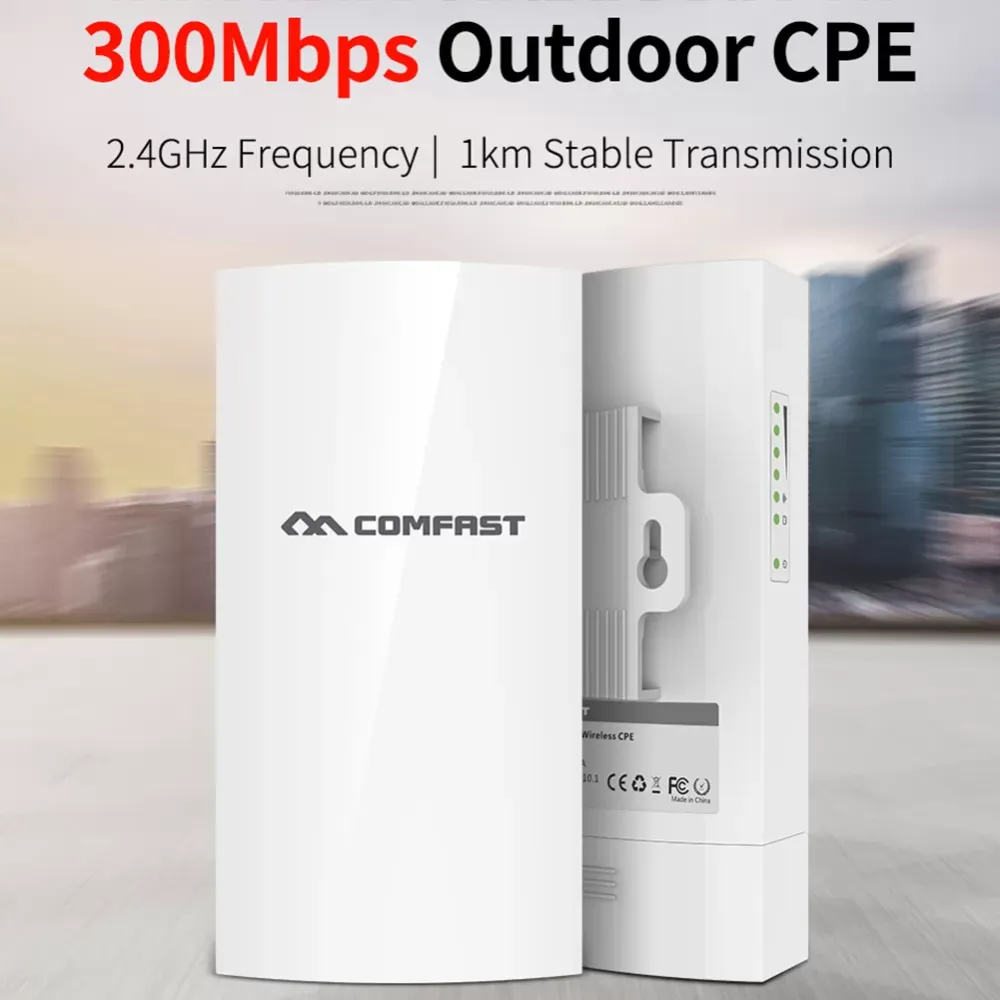 300Mbps WiFi Repeater Wireless 2.4G Signal Amplifier Booster Outdoor 1KM CPE AP Bridge 15V POE LAN WAN for Router Long Range EU