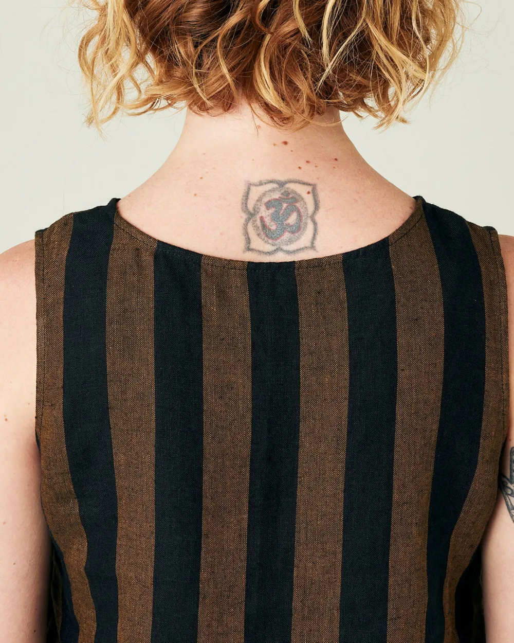 RUST & BLACK STRIPE LINEN TOP