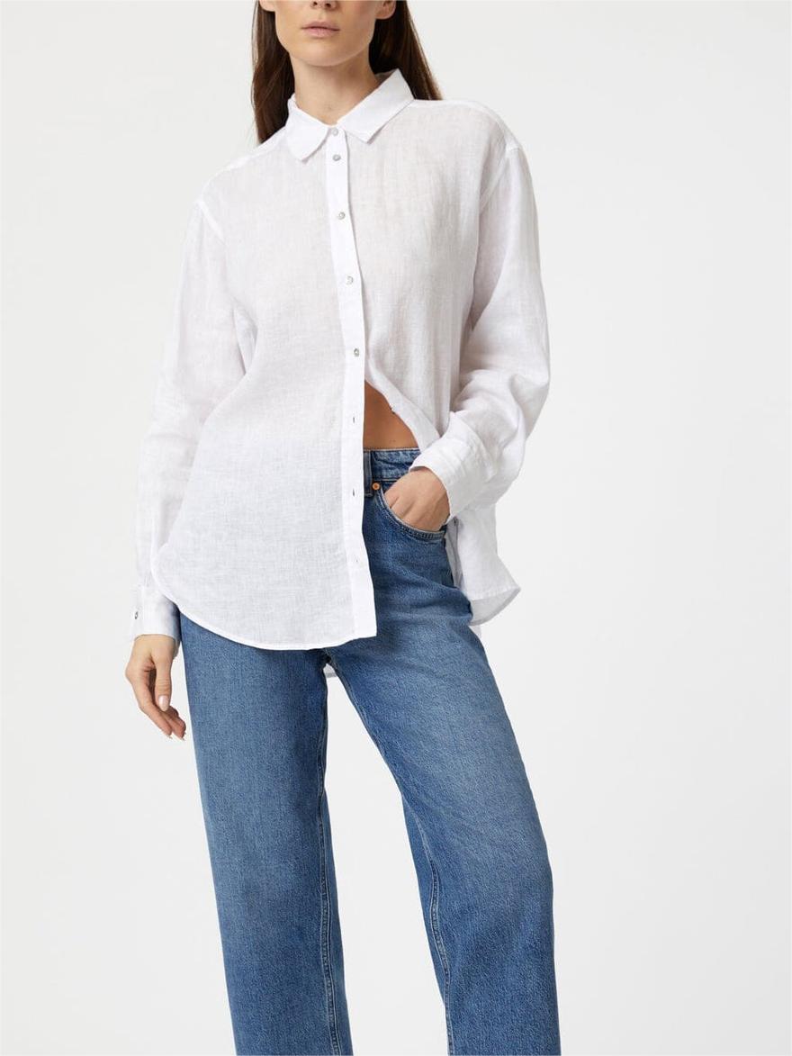 Linen Button-Up White Shirt