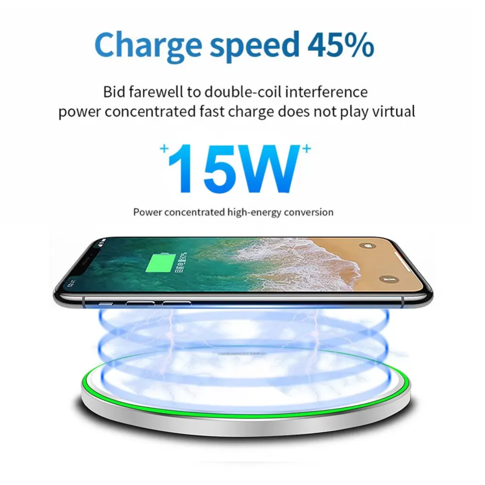 Hot selling new style, 15W fast induction wireless charger, thin mirror, suitable for Apple 12 mobile phone