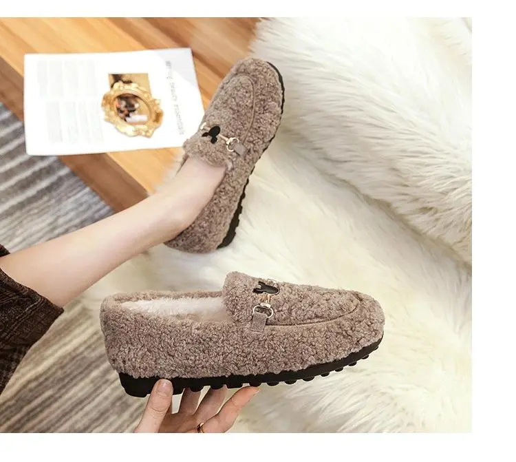 Cilool Furry Flats Loafers Fu64