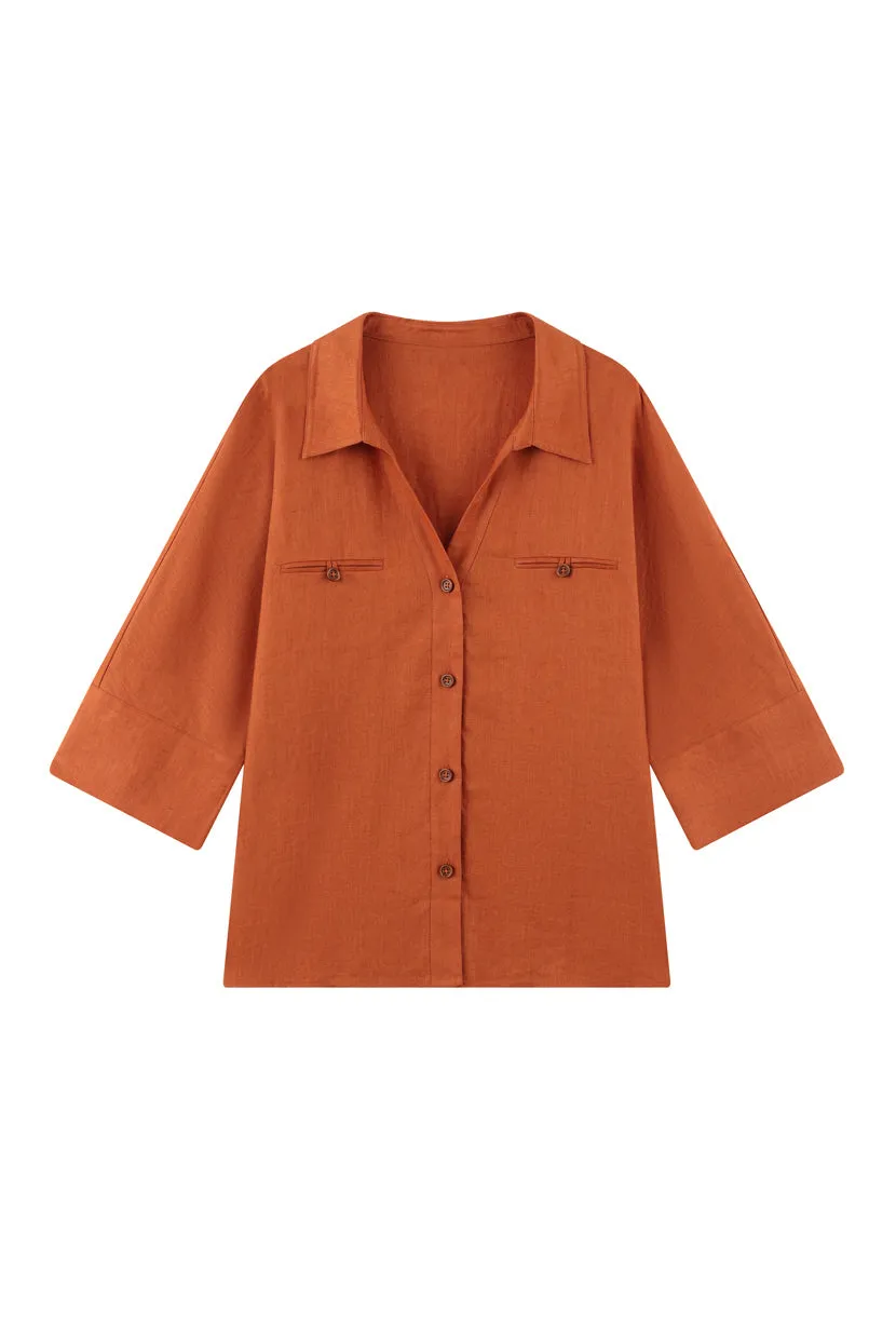 Antoine Linen Blouse - Ginger