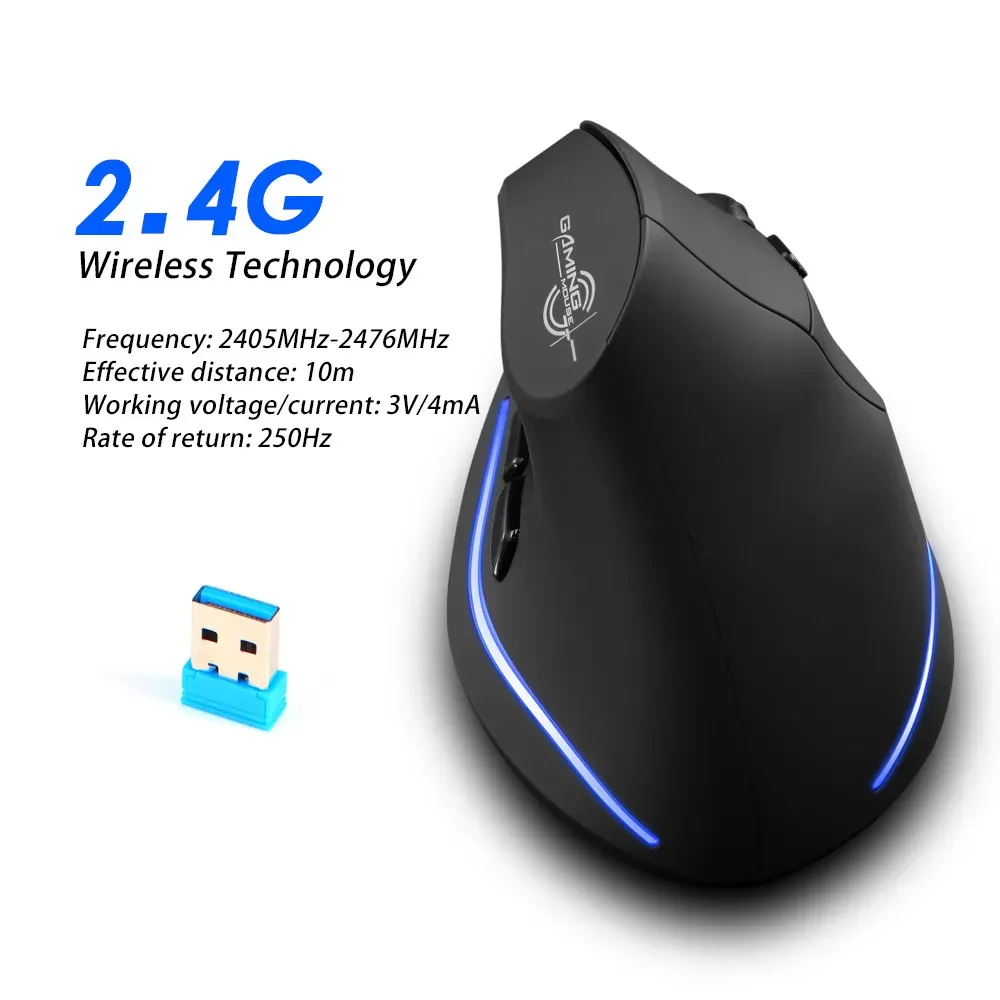 Zelotes F-35 2.4GHz Wireless Rechargeable 2400DPI Vertical Mouse Mice Low Noise Mouse Desktop Pc Gamer Laptop Silent Keys