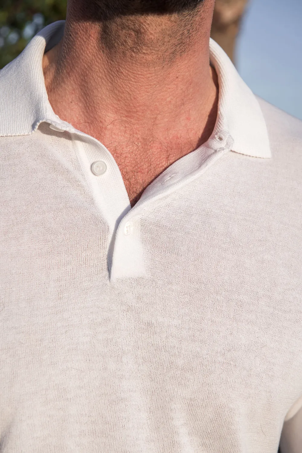 White Long Sleeve Cotton Polo