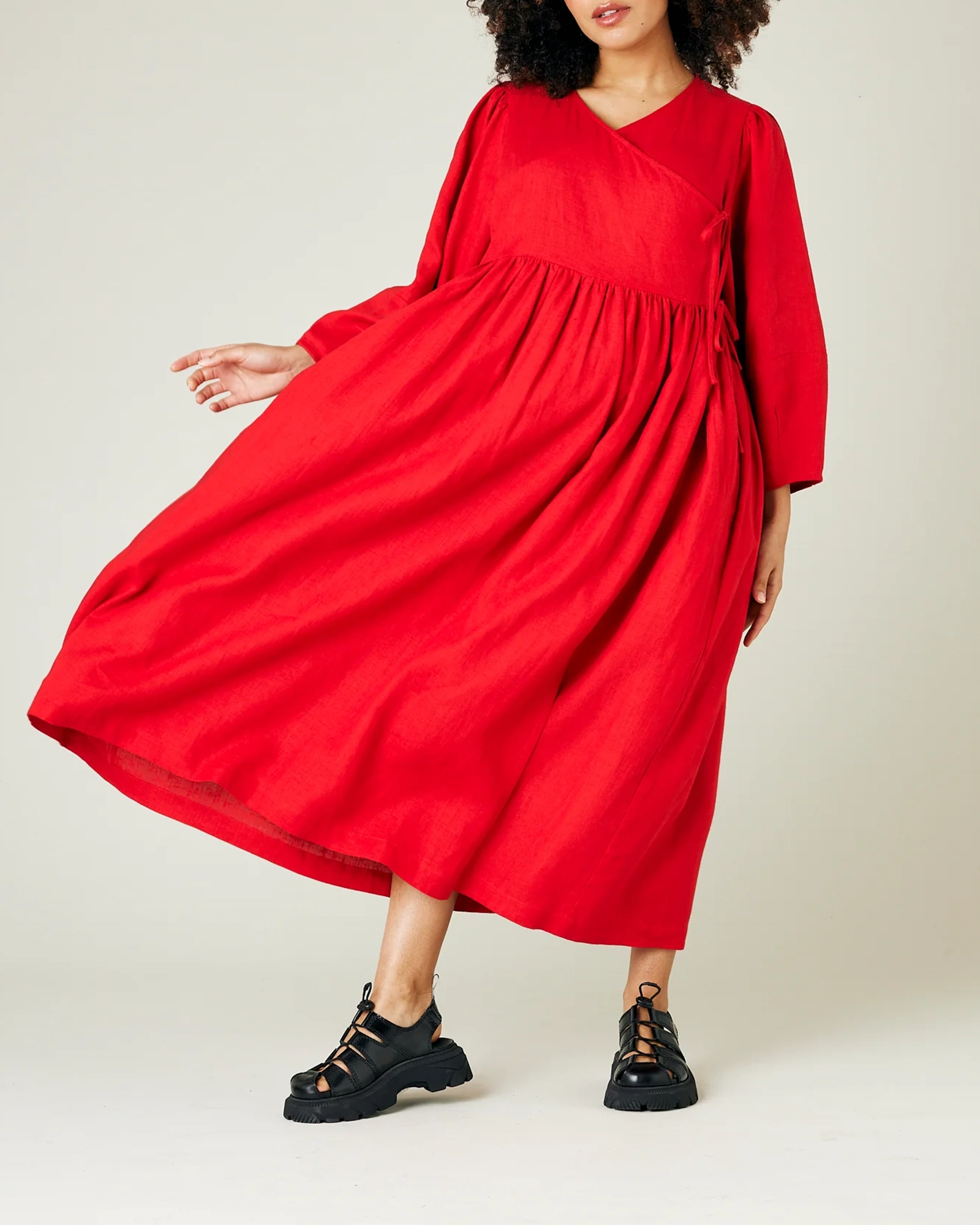 RED LINEN DRESS