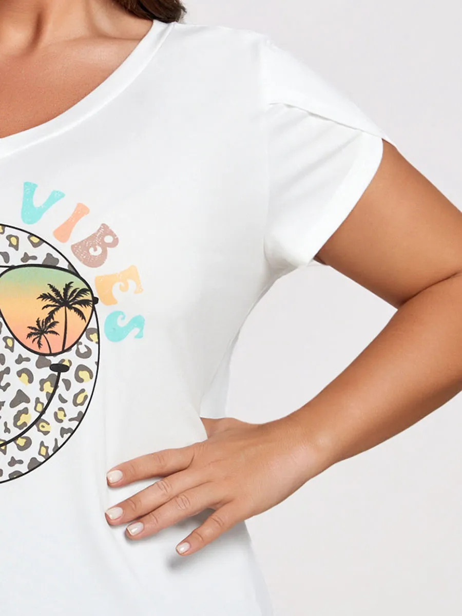 Plus White Beach Vibes Graphic Tee