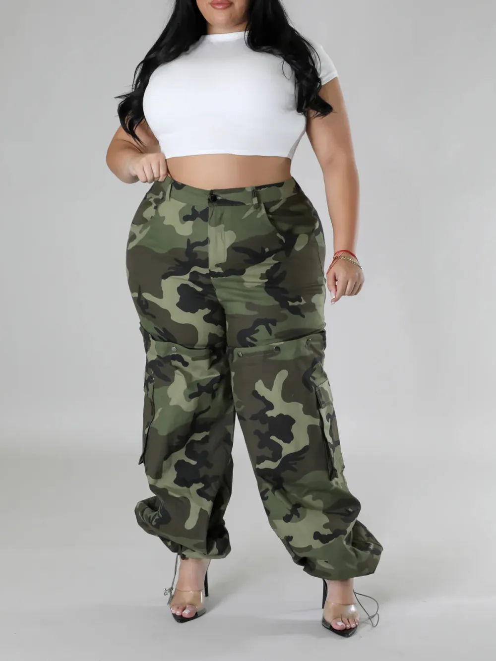 Plus-Size Fashion Women'S Detachable Camouflage Pants