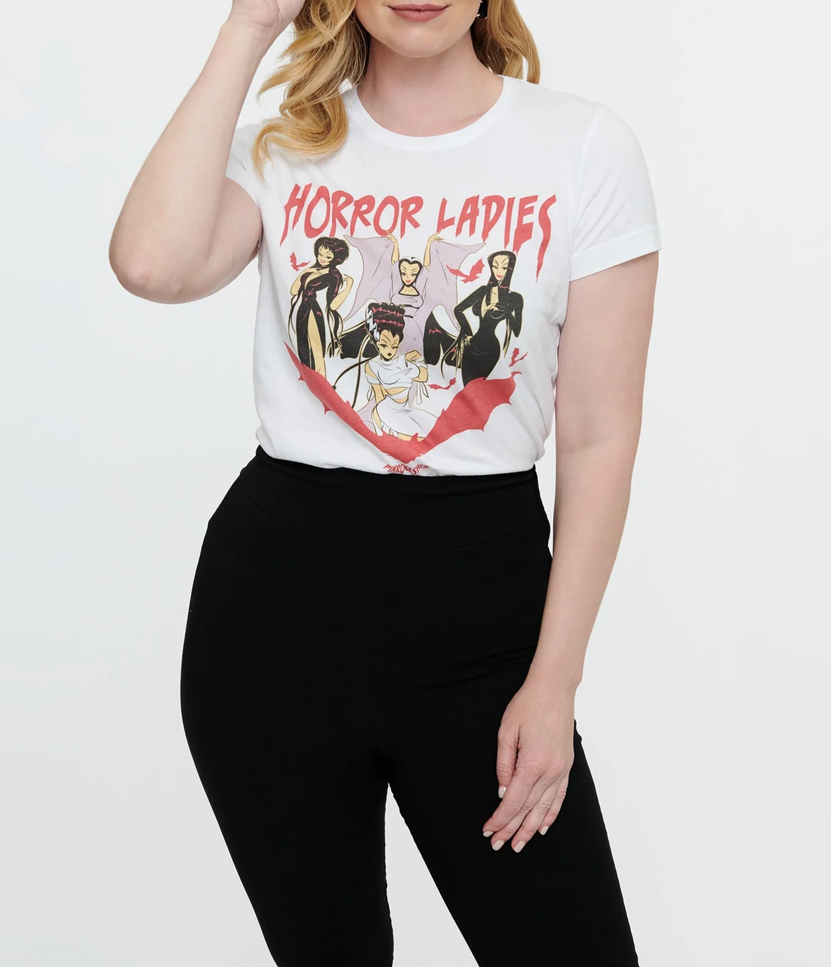 White Horror Ladies Fitted Graphic Tee