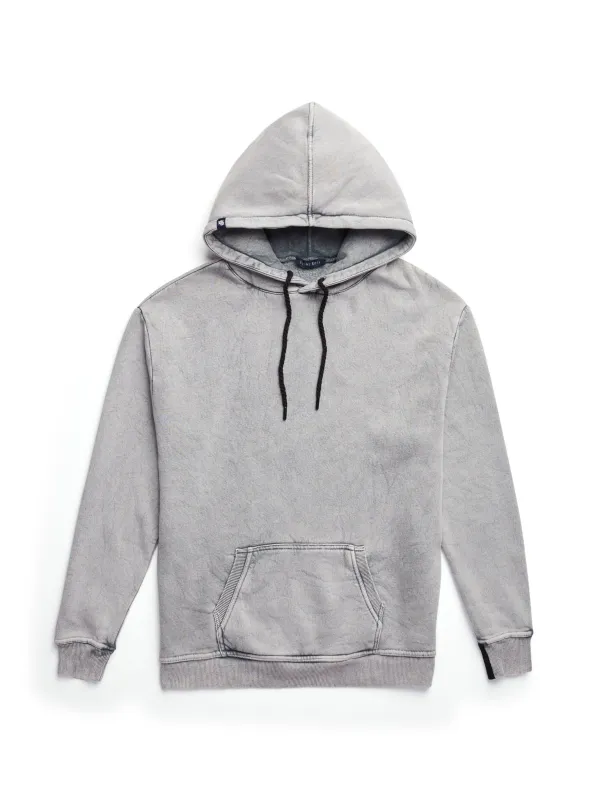 Grey Fleece Acid Wash Hoodie