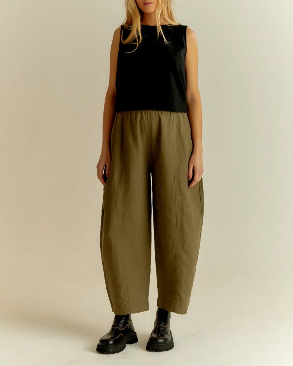 KHAKI LINEN TROUSERS