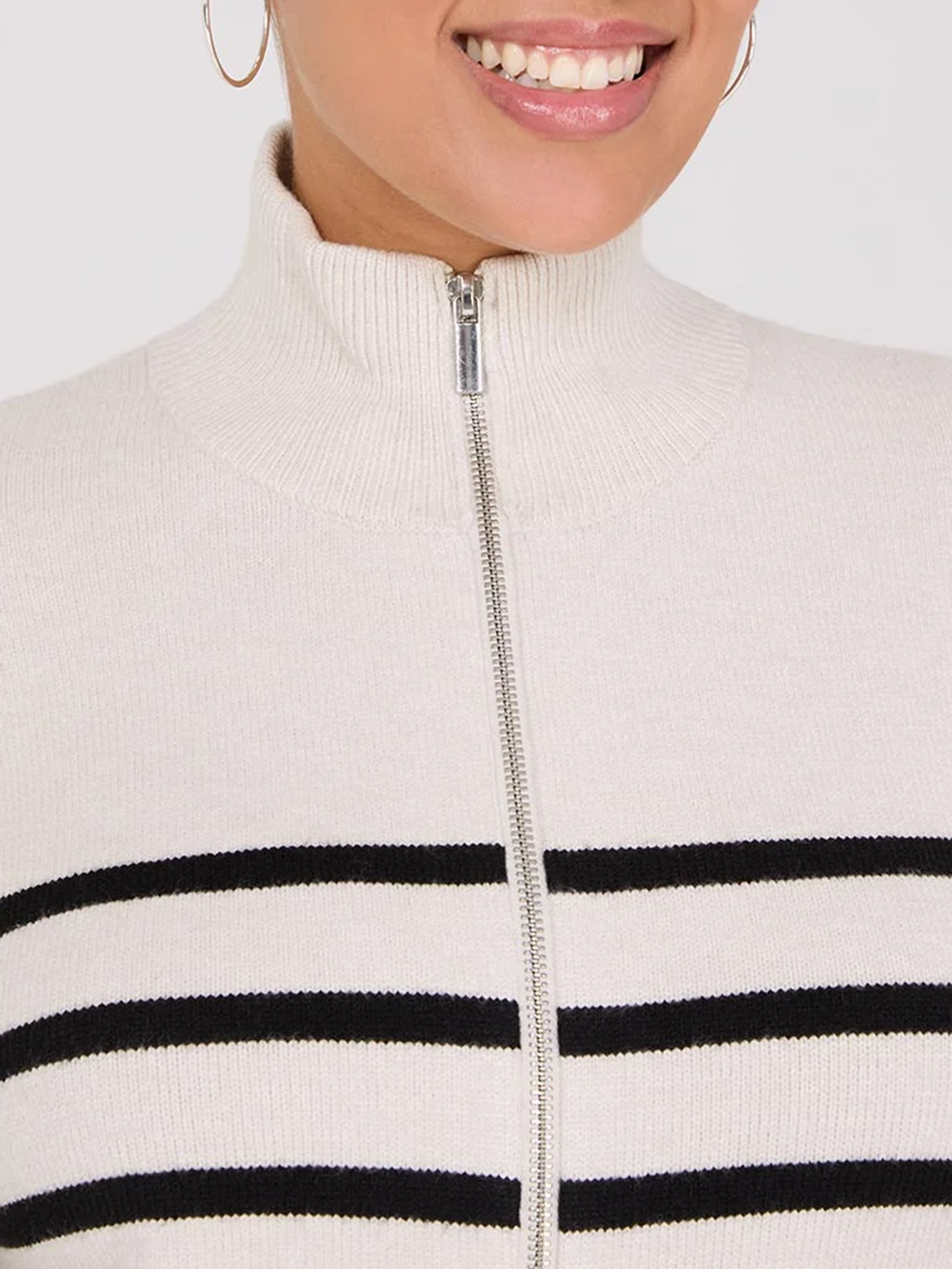 Striped Zip-Front Sweater