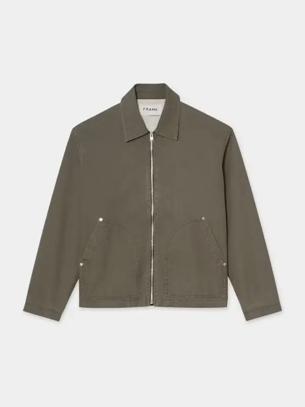 Garment Washed Trucker - Olive Green