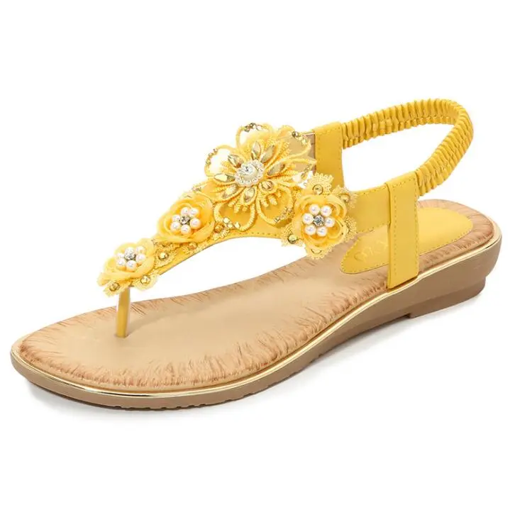 Cilool Open Toe Flowers Bohemian Sandals