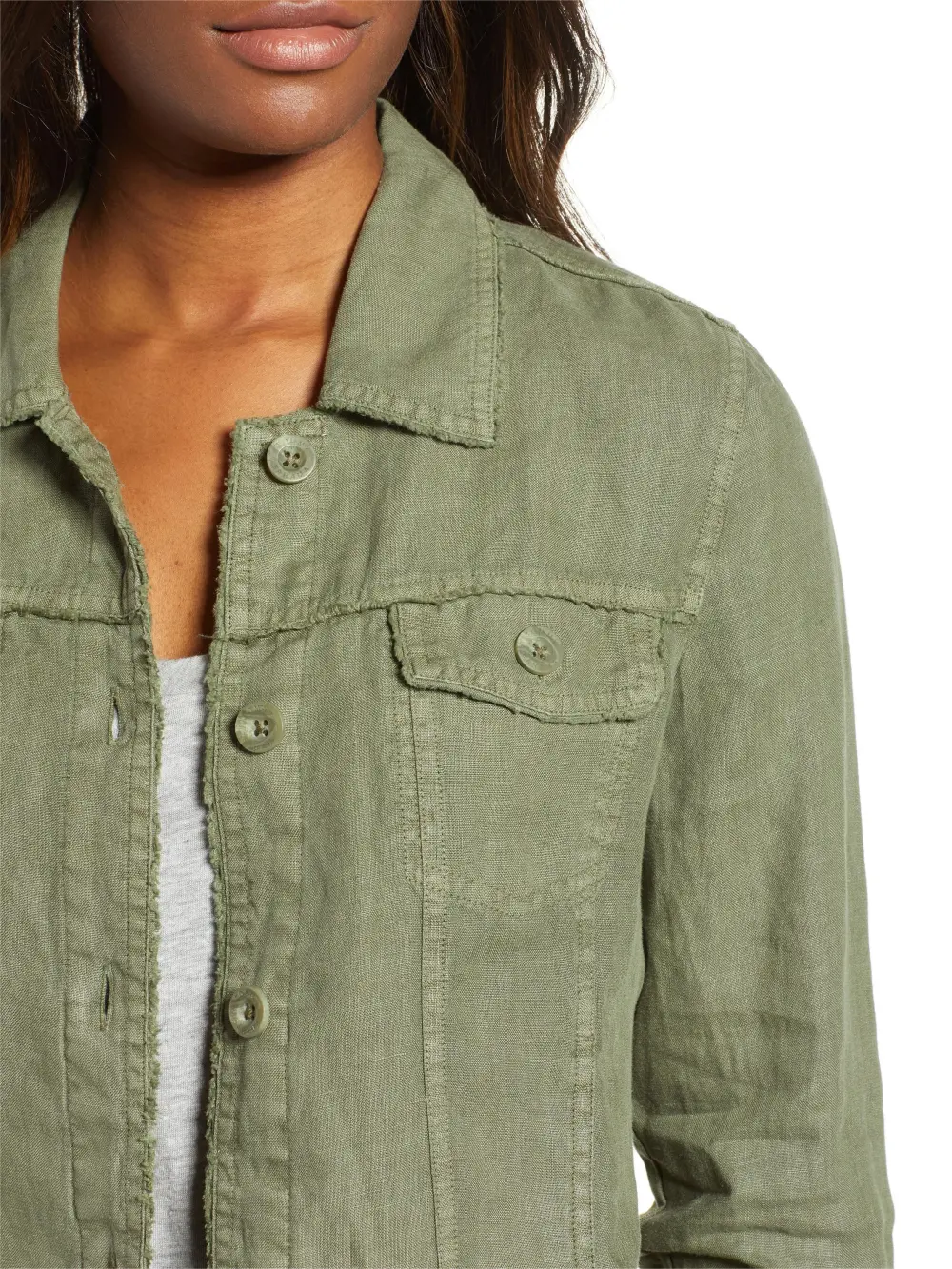 Two Palms Linen Raw Edge Jacket