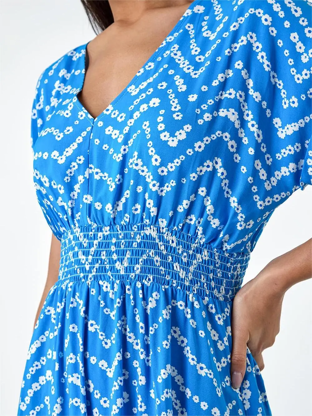 Blue Casual Printed Dress