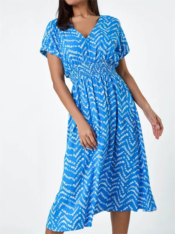 Blue Casual Printed Dress