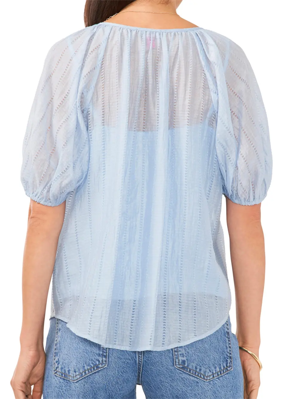 Puff Sleeve Jacquard Gauze Top