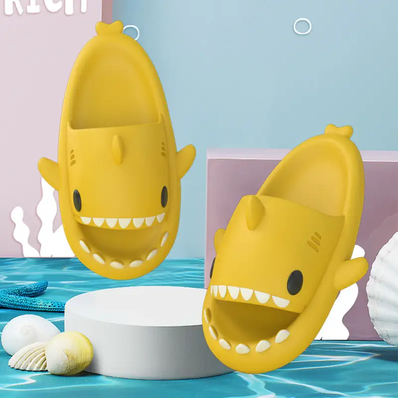 Summer Lovely Shark Shape Slippers Cartoon Couples Slides Beach Sandals Non-slip Soft EVA House Bath Girls Slippers