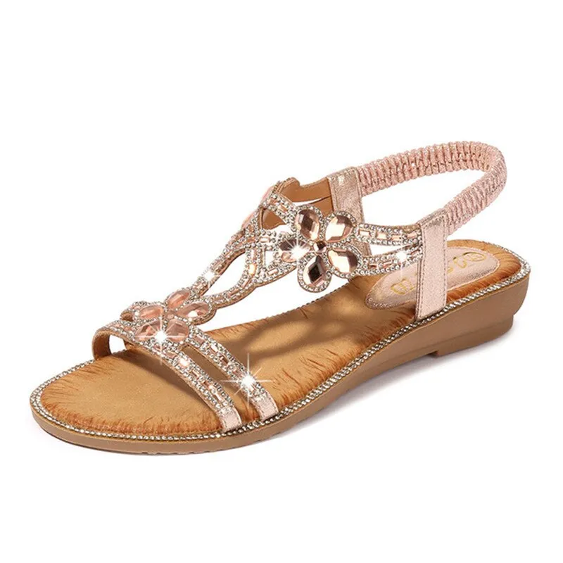 Bohemian Style Fashion Woman Sandals Diamonds Wedge Party Shoes