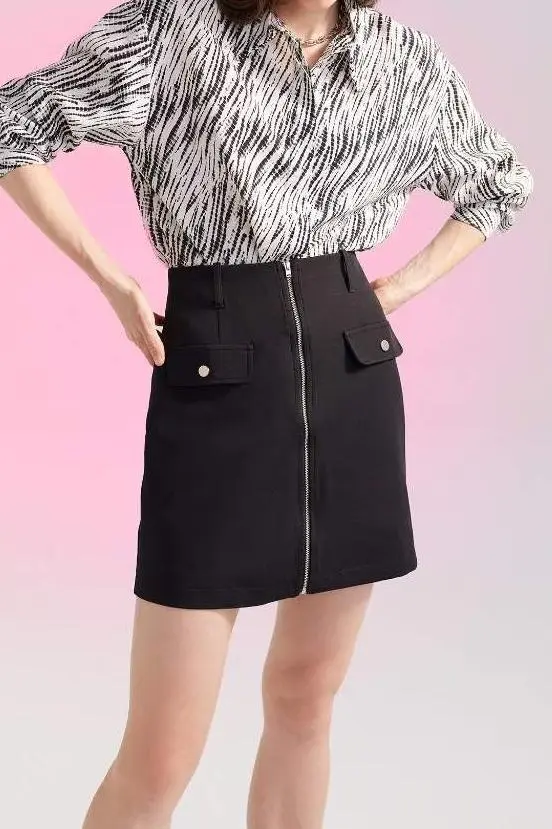 A-Line Normal Waist Lined Mini Skirt