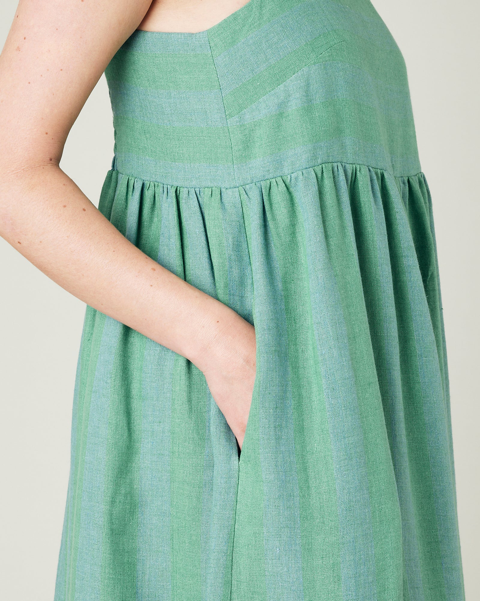 OCEAN STRIPE LINEN DRESS