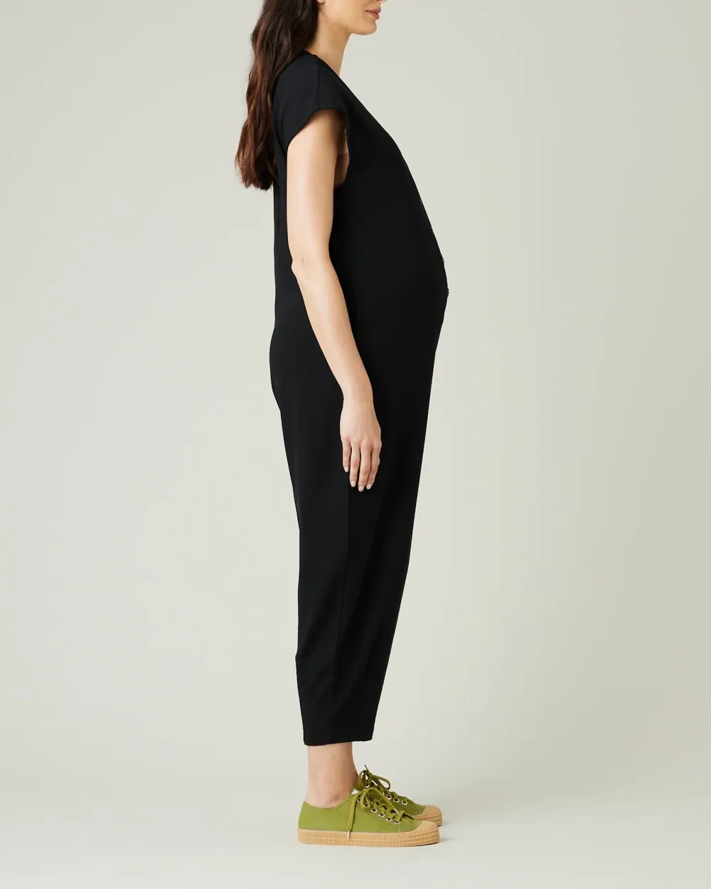 BLACK COTTON JERSEY JUMPSUIT