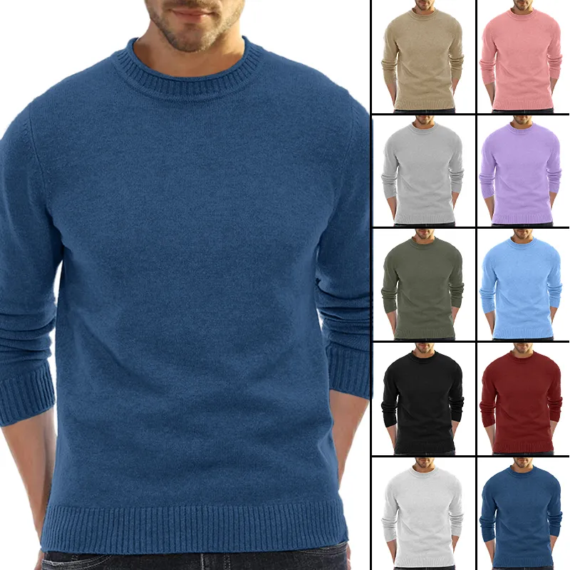 Men's Long Sleeve Crew Neck Sweater Soft Casual Sweater Men's Classic Sweater