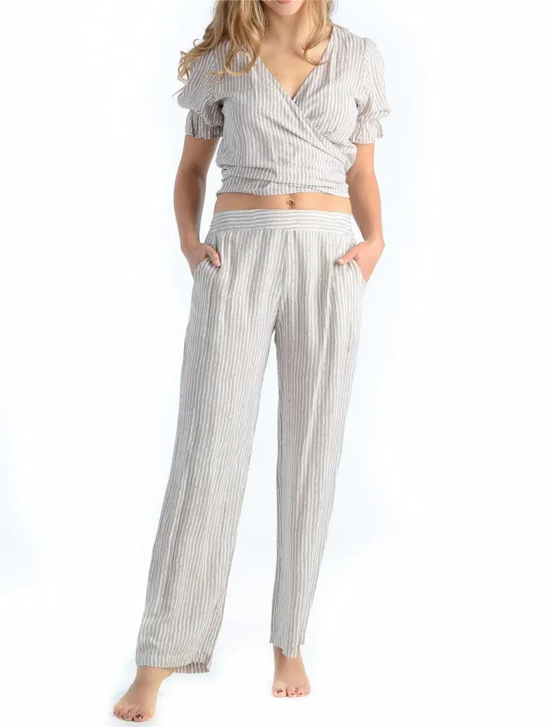 Catalina Pants / Taupe Stripe