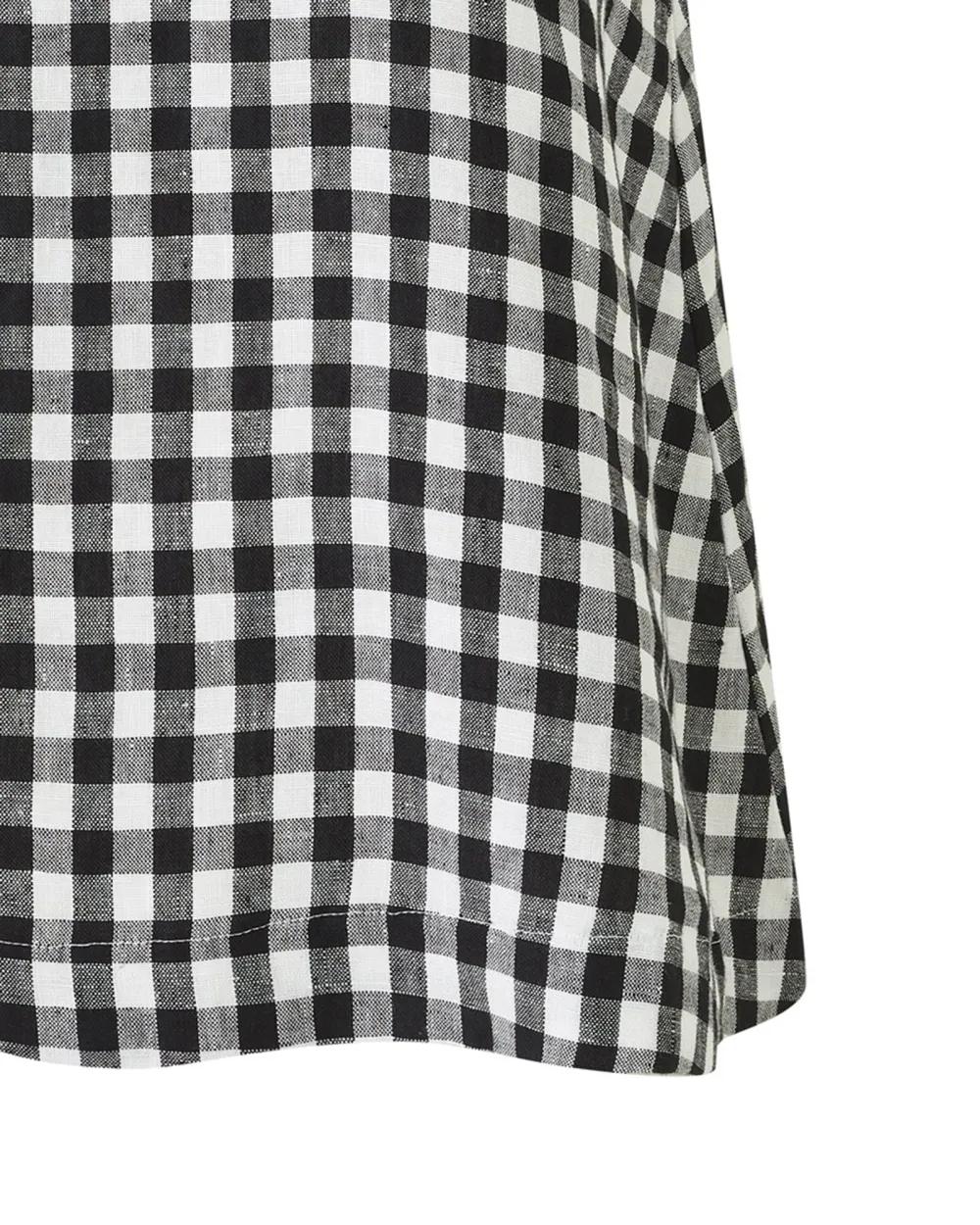 TARA BLACK & WHITE GINGHAM LINEN TOP