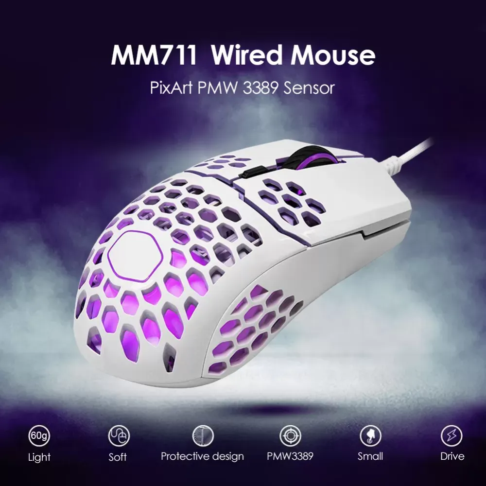 Office Notebook Mice Mouse Pro Gamer Master MM711 5 Keys USB Wired Honeycomb 16000 DPI Adjustable Gaming Mouse